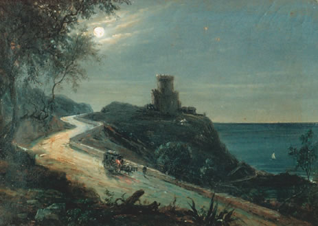 Vue nocturne du Château de l'Anglais sur la basse corniche