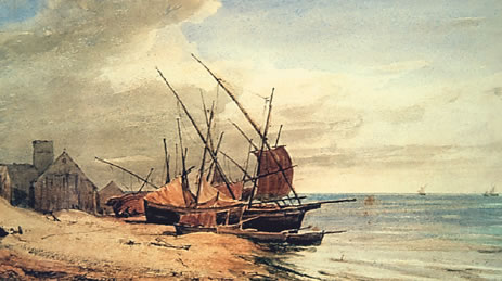 Barque de pêcheurs à Alicante, vers 1829