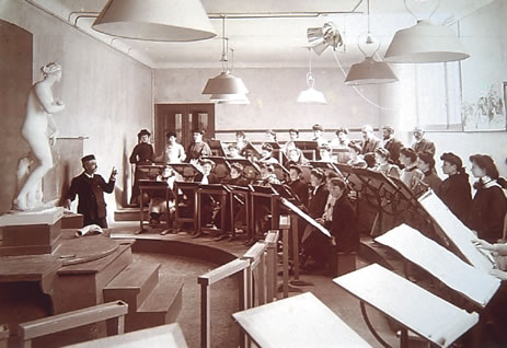 Alexis Mossa et ses élèves de la classe de dessin de l'Ecole Nationale des Arts Décoratifs de Nice, 1905