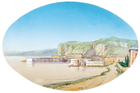 L'entrée du port de Nice vue du Lazaret, janvier 1853