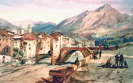Le pont de Sospel vers 1855