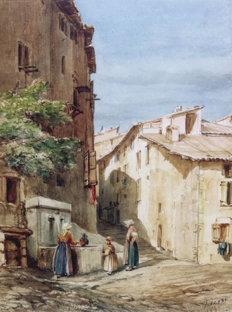 Femmes de village à la fontaine, Nice, 1848