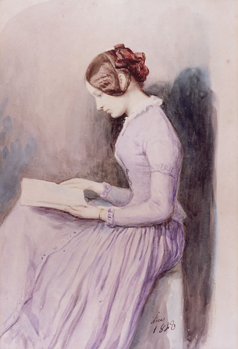 Joséphine Koberwein lisant, Nice, 1848