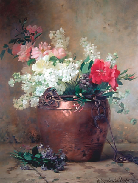 Roses et giroflées dans un cuivre, 1889