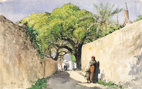 Cimiez, les chênes vus de la ruelle, 25 juin 1896